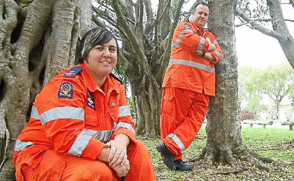 UNDERVALUED: State Emergency Services volunteers Kristy Heitmann and Matthew Keeble celebrate National SES Week. UNDERVALUED: State Emergency Services volunteers Kristy Heitmann and Matthew Keeble celebrate National SES Week.